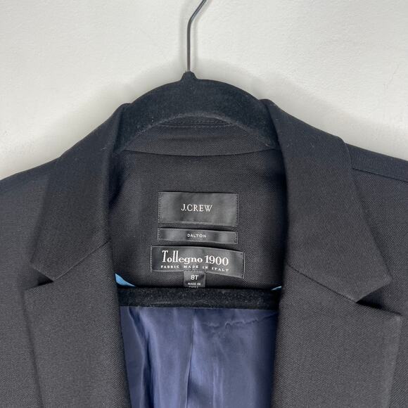 J. Crew Black Dalton Tollengo 1900 Wool Blazer Size 8 Tall - Picture 3 of 9